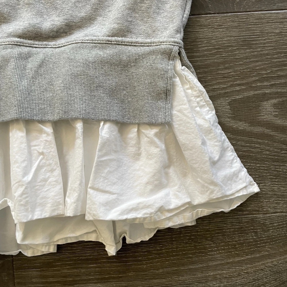 Womens S MAEVE Anthropologie Gray V-Neck Twofer Pullover Sweatshirt White Boho - Picture 5 of 12